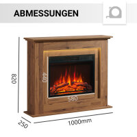 Elektrokamin Standkamin BALDERIA Finn – Heizung bis 2000 W, dunkle Eiche