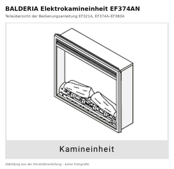 BALDERIA Electric Fireplace Unit EF374AN | compatible with MT374B, MT374C (4-pin)