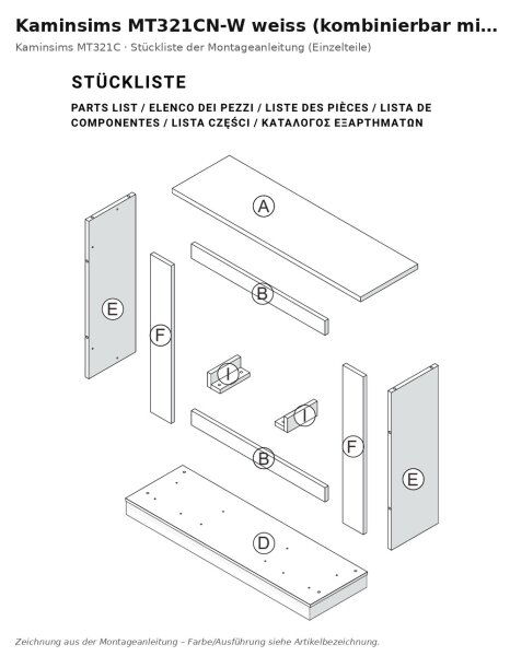 Fireplace mantel MT321CN-W white (compatible with EF321AN)