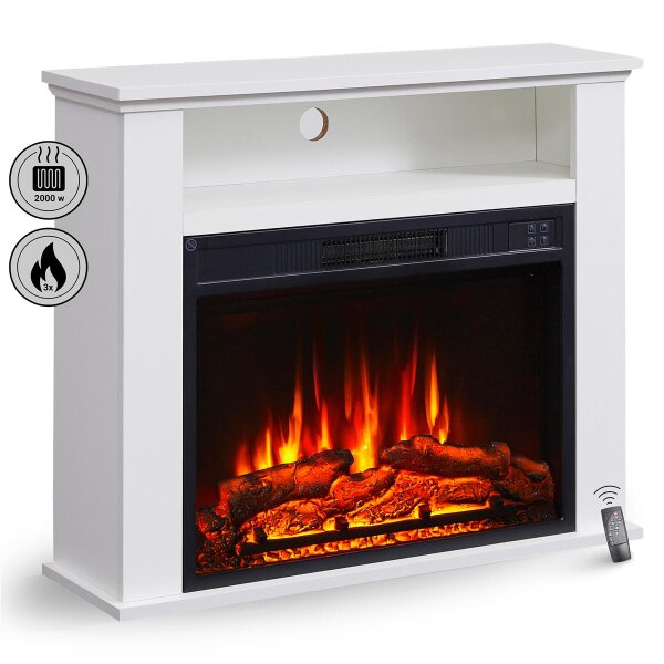 BALDERIA Frida electric fireplace (4 colors) - Freestanding fireplace, 2000W - White