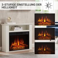 BALDERIA Frida Elektro-Standkamin – Infografik: Flammenhelligkeit in 3 Stufen