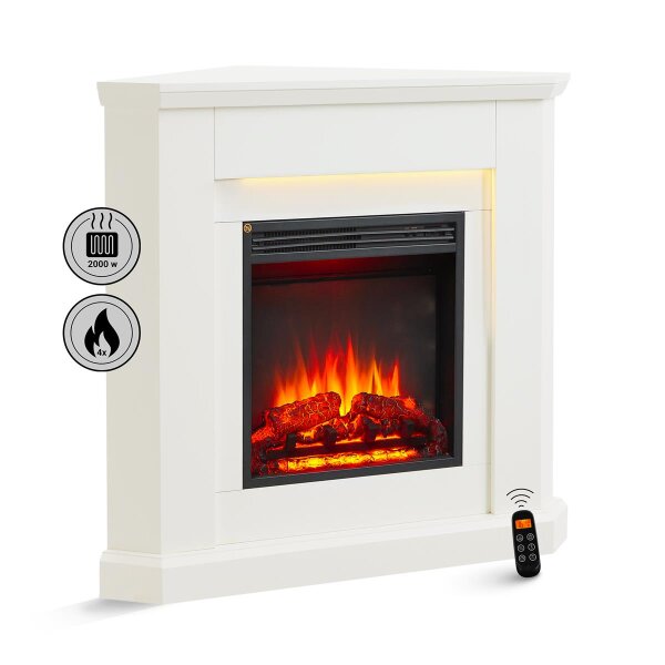 Elektrokamin BALDERIA Pegasos - Eck-Standkamin - Weiss