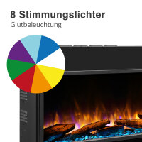 BALDERIA Amazona Elektro-Einbaukamin – Infografik: 8 Stimmungslichter