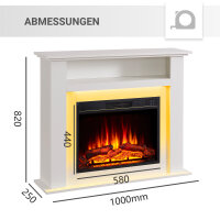 BALDERIA Liora Elektro-Standkamin – Maßzeichnung 100 × 82 × 25 cm