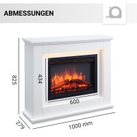 Elektrokamin BALDERIA Baldur - Standkamin, Heizung 2000 W - Weiß